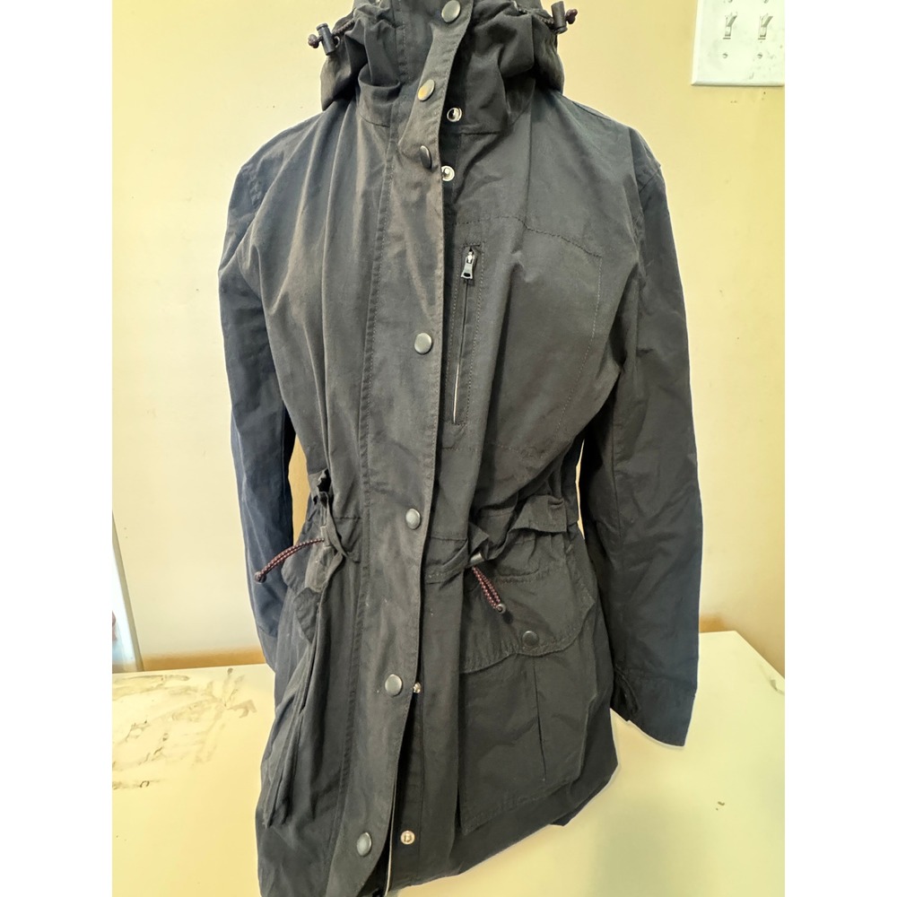 Hunter Women Black Anorak Jacket Hooded Utility Parka Coat Medium